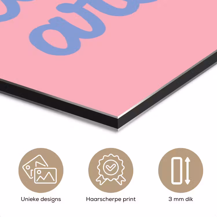 Aluminium schilderij - How lucky are we - Klavervier - Roze - Blauw — 7