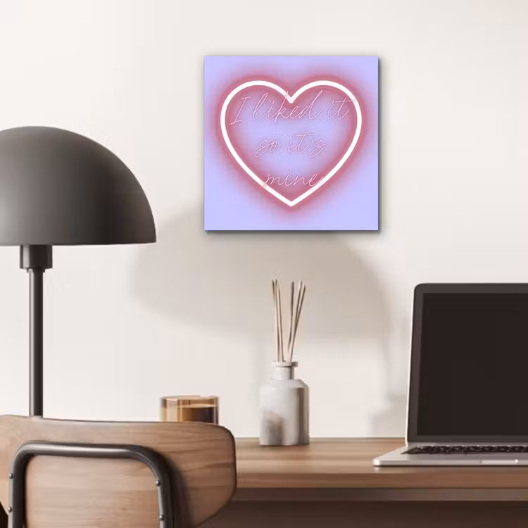 Aluminium schilderij - I liked it so it's mine - Neon hart - Paars — 6