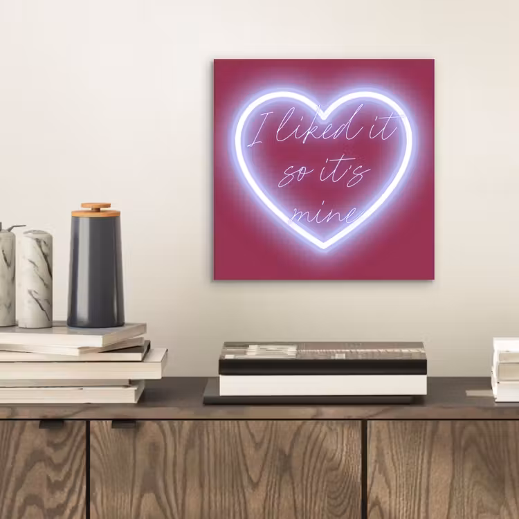 Aluminium schilderij - I liked it so it's mine - Neon hart - Roze — 2