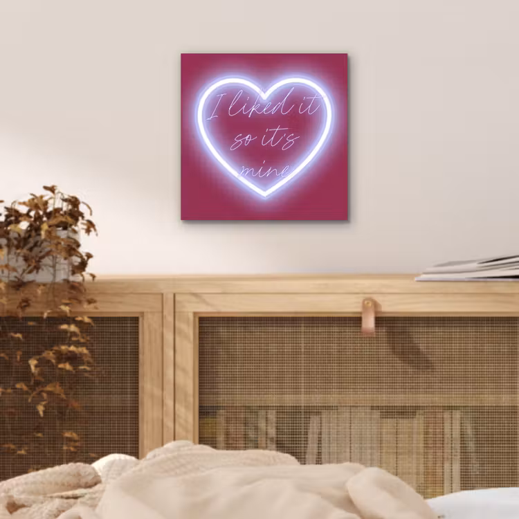 Aluminium schilderij - I liked it so it's mine - Neon hart - Roze — 4