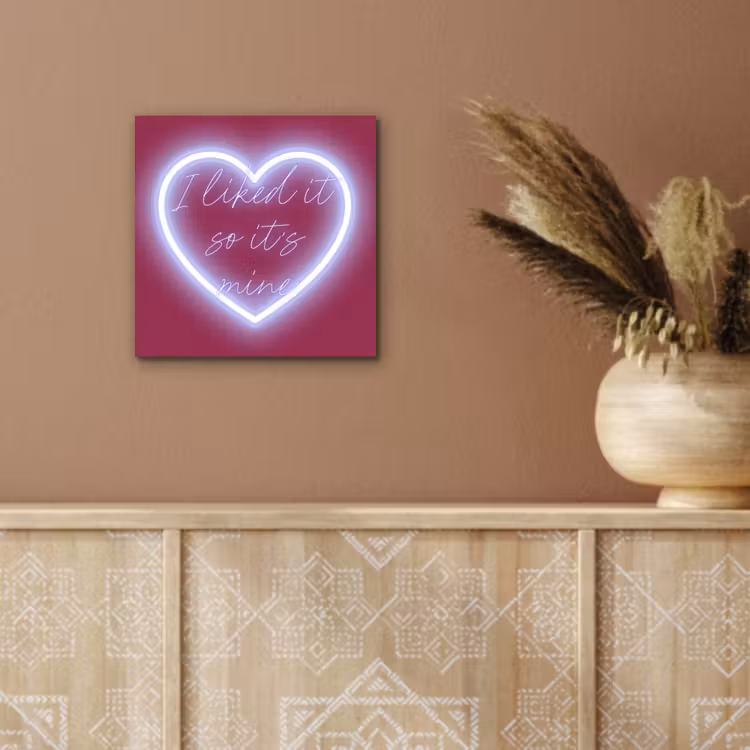 Aluminium schilderij - I liked it so it's mine - Neon hart - Roze — 5