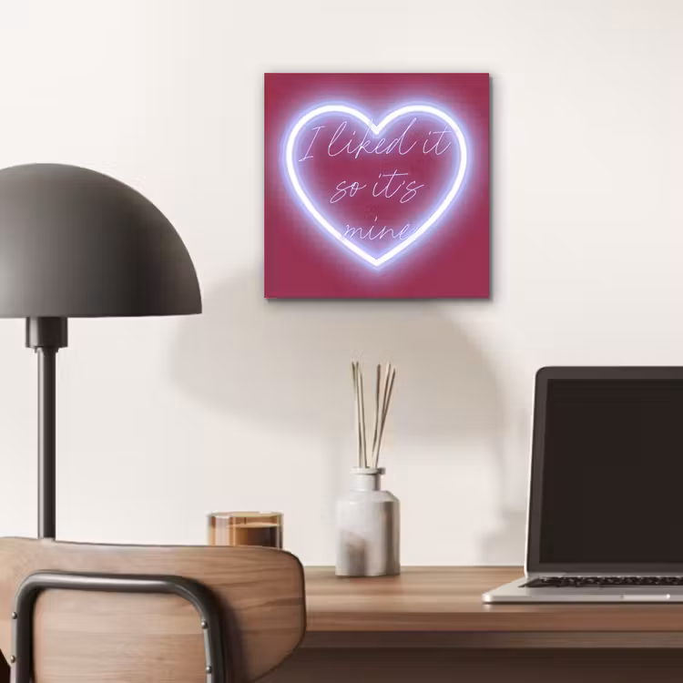 Aluminium schilderij - I liked it so it's mine - Neon hart - Roze — 6