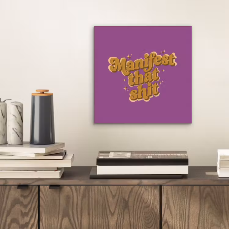 Aluminium schilderij - Manifest that shit - Paars - Glitter — 2