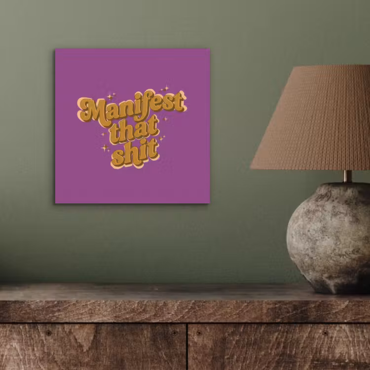 Aluminium schilderij - Manifest that shit - Paars - Glitter — 3