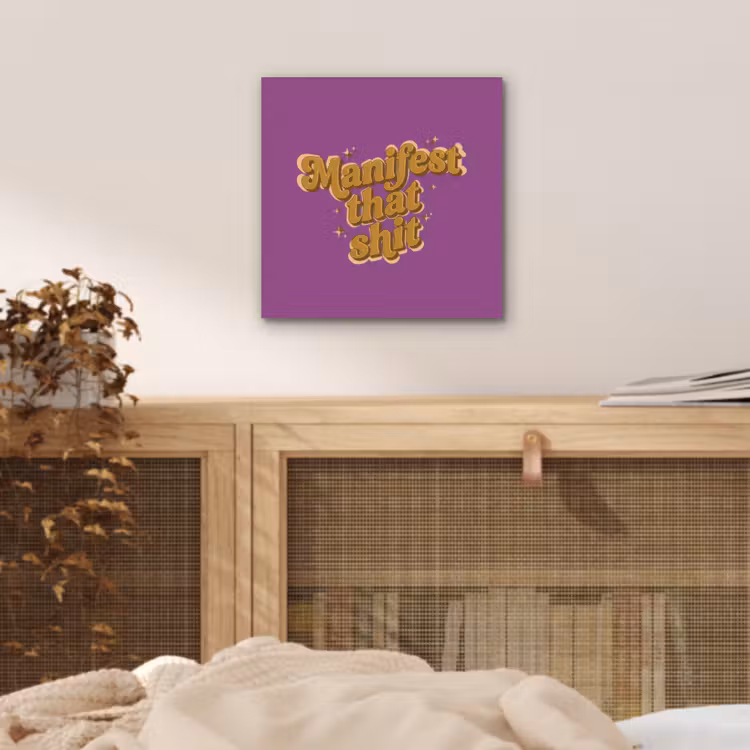 Aluminium schilderij - Manifest that shit - Paars - Glitter — 4