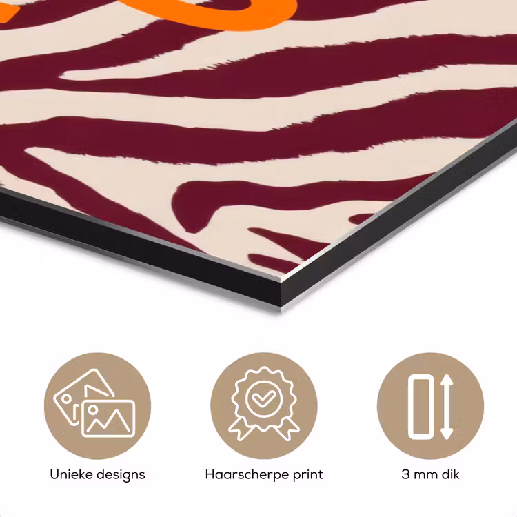 Aluminium schilderij - New era - Bordeaux - Zebraprint — 7