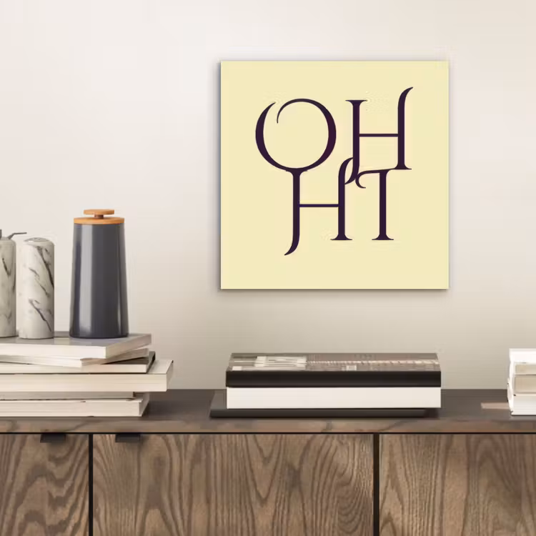 Aluminium schilderij - Oh hi - Geel - Monogram — 2