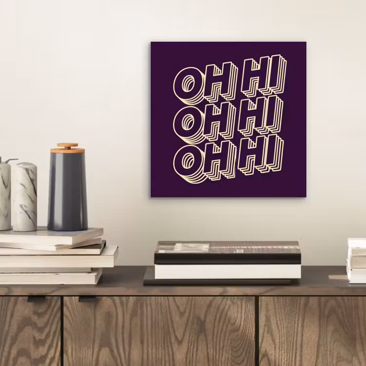Aluminium schilderij - Oh hi - Paars - 3D — 2