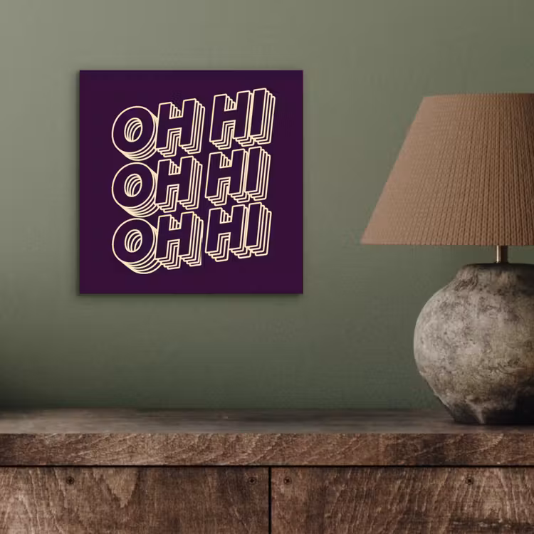 Aluminium schilderij - Oh hi - Paars - 3D — 3