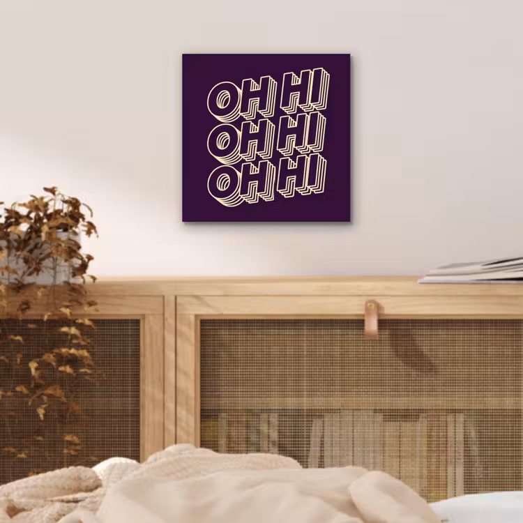Aluminium schilderij - Oh hi - Paars - 3D — 4