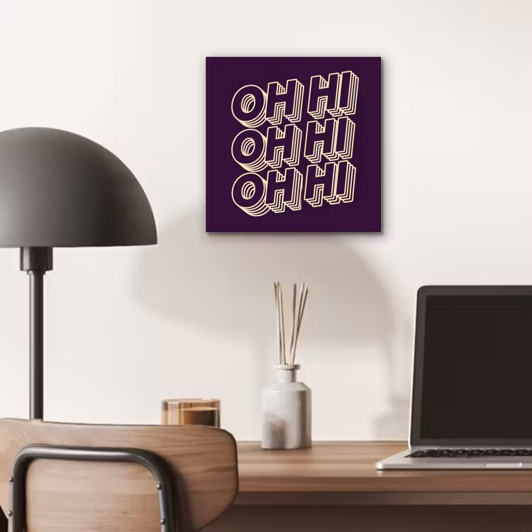 Aluminium schilderij - Oh hi - Paars - 3D — 6