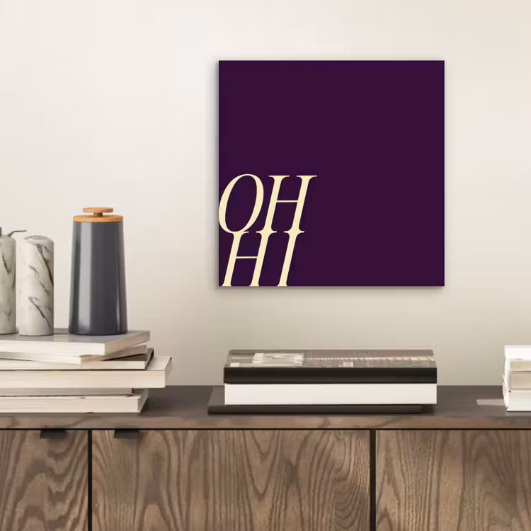 Aluminium schilderij - Oh hi - Paars - Cursief — 2