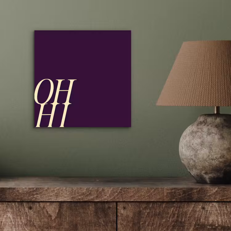 Aluminium schilderij - Oh hi - Paars - Cursief — 3