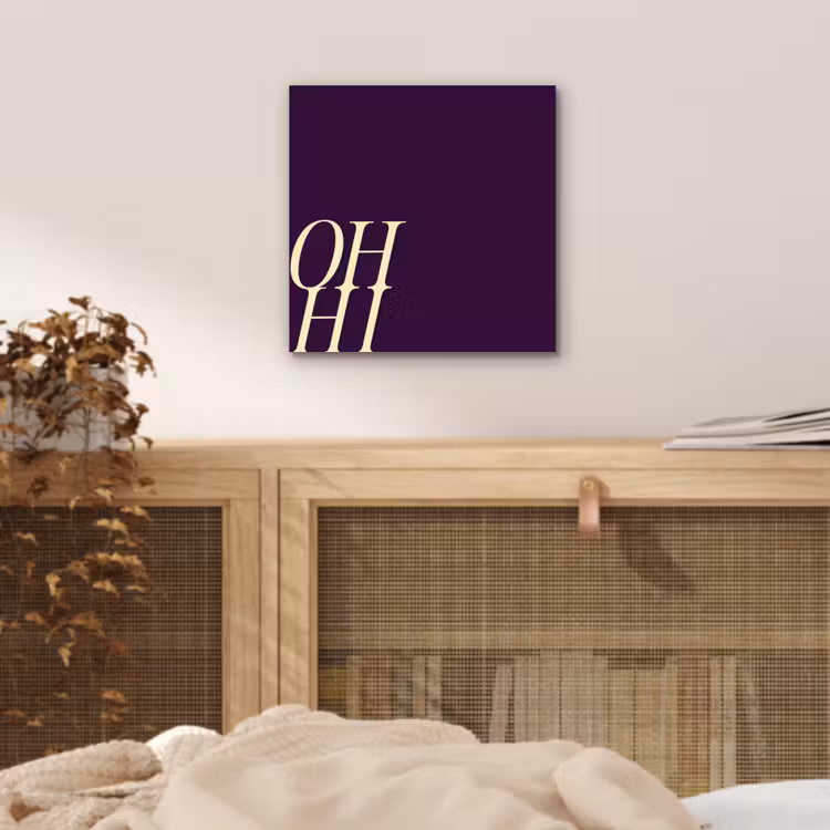 Aluminium schilderij - Oh hi - Paars - Cursief — 4