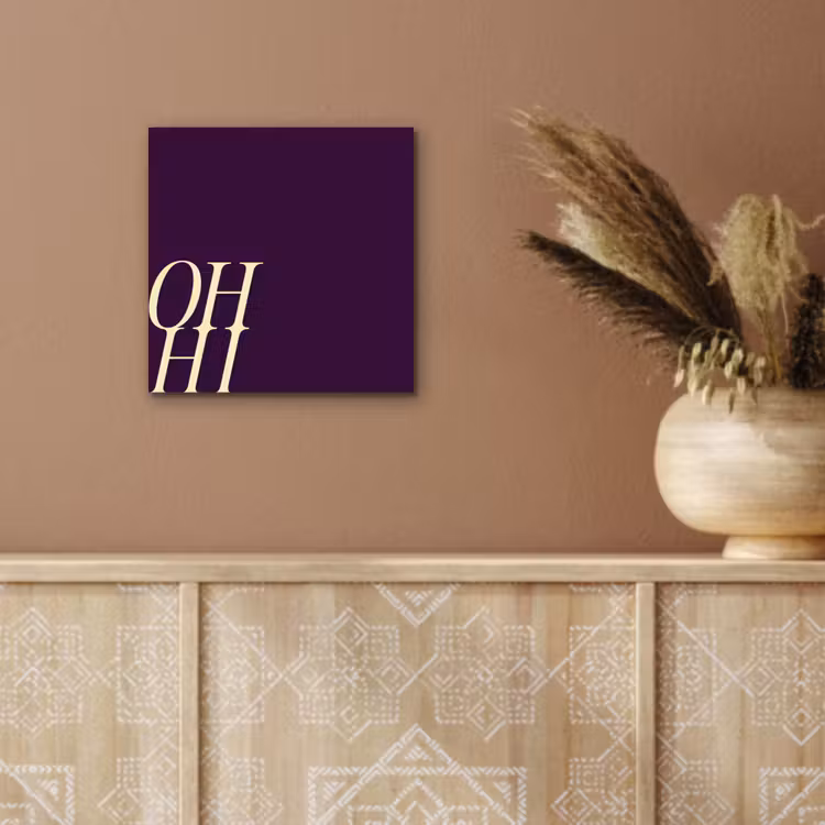 Aluminium schilderij - Oh hi - Paars - Cursief — 5