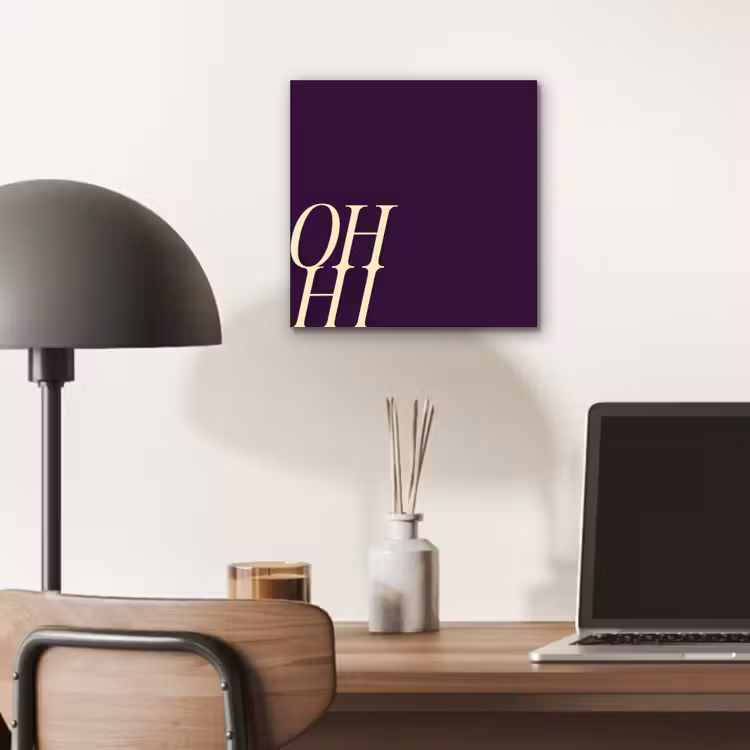 Aluminium schilderij - Oh hi - Paars - Cursief — 6