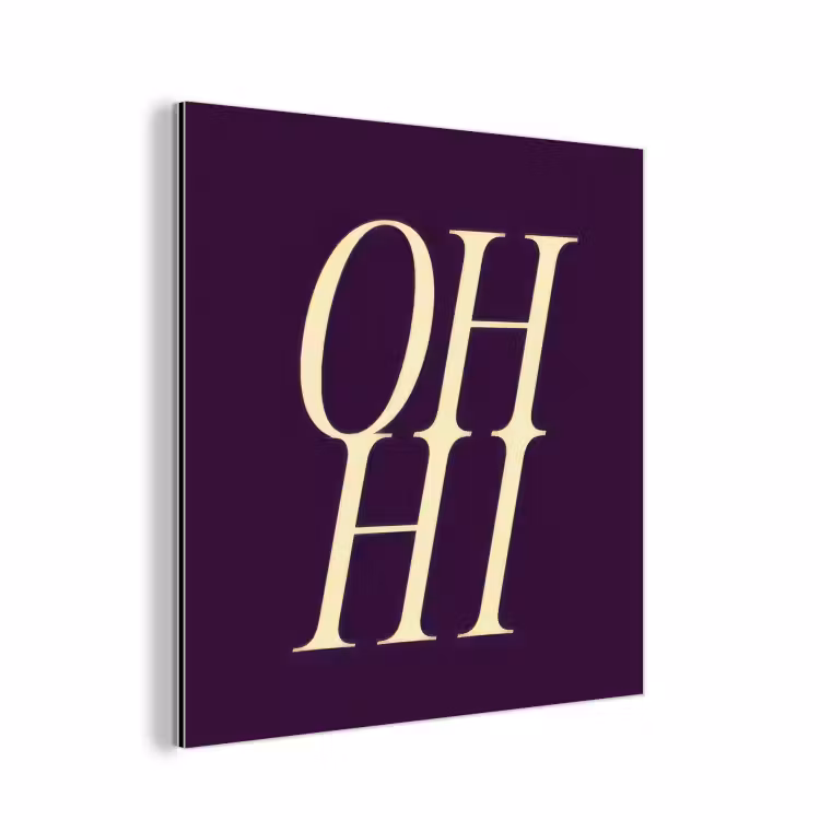 Aluminium schilderij - Oh hi - Paars - Minimalistisch — 1
