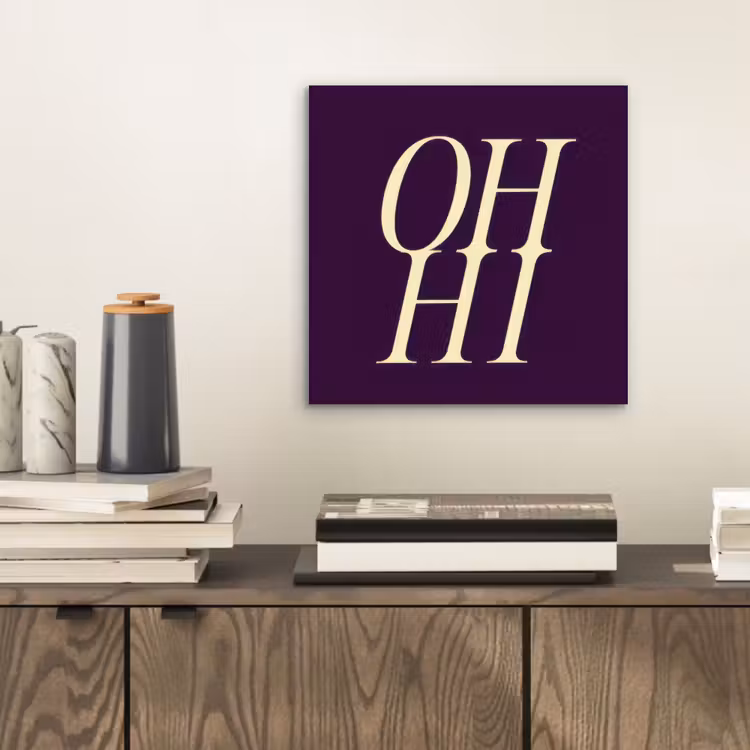Aluminium schilderij - Oh hi - Paars - Minimalistisch — 2