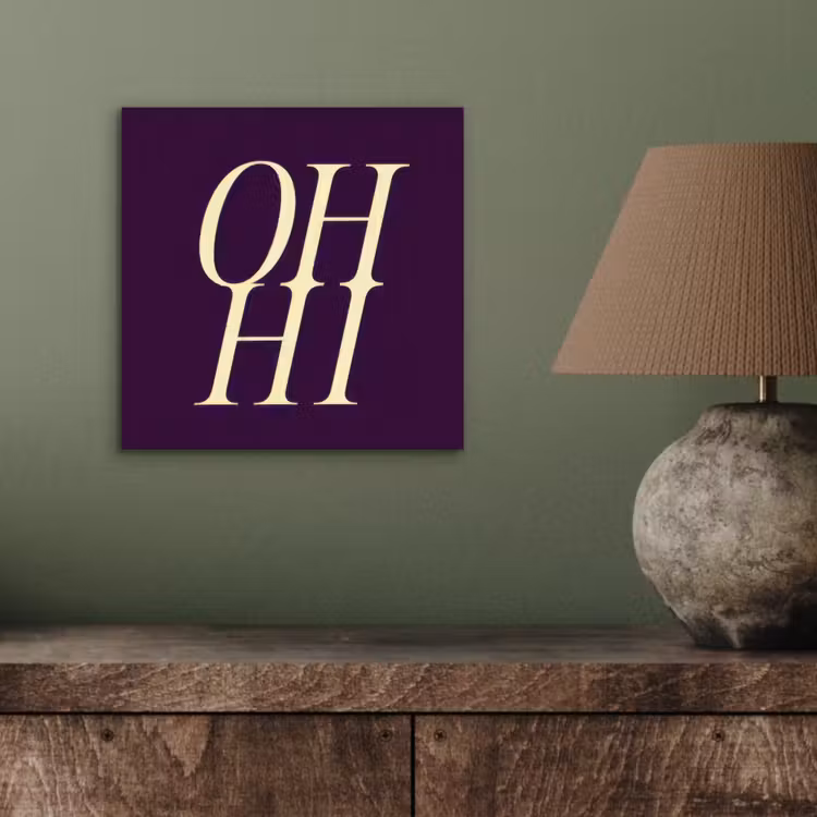 Aluminium schilderij - Oh hi - Paars - Minimalistisch — 3