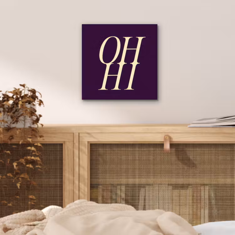 Aluminium schilderij - Oh hi - Paars - Minimalistisch — 4
