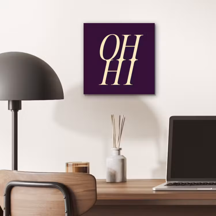 Aluminium schilderij - Oh hi - Paars - Minimalistisch — 6