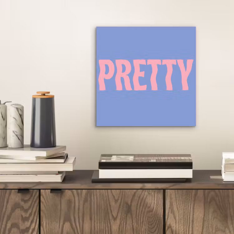 Aluminium schilderij - Pretty - Roze - Blauw - Golvend — 2