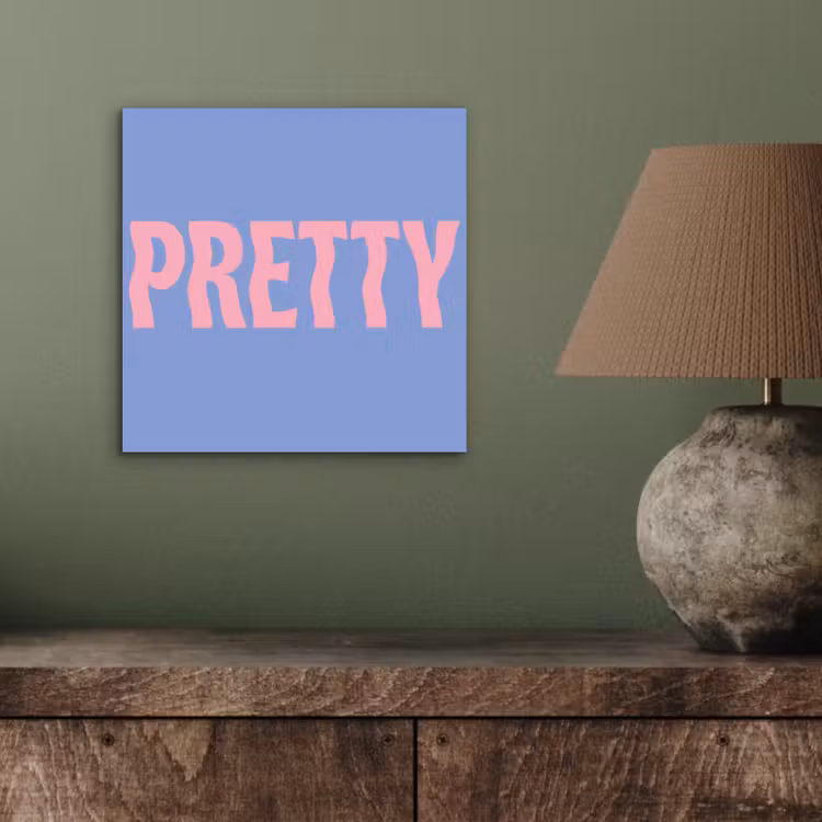 Aluminium schilderij - Pretty - Roze - Blauw - Golvend — 3