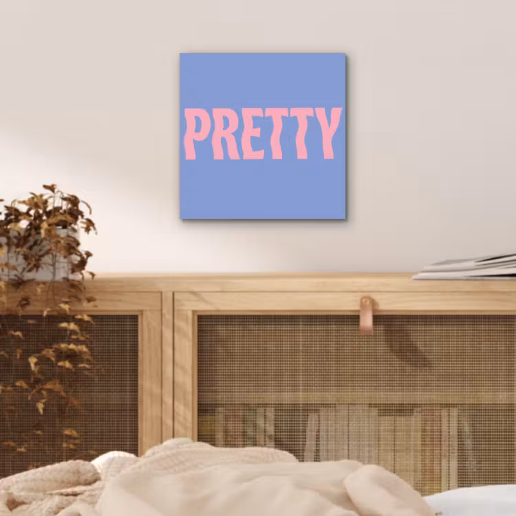 Aluminium schilderij - Pretty - Roze - Blauw - Golvend — 4
