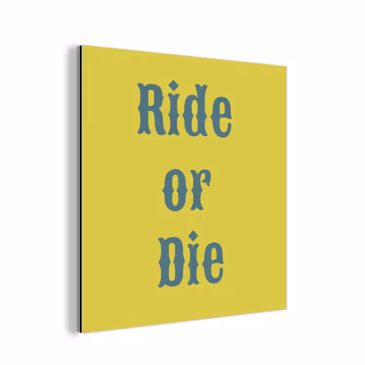 Aluminium schilderij - Ride or die - Geel - Blauw — 1