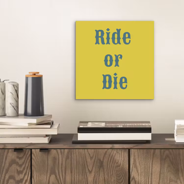 Aluminium schilderij - Ride or die - Geel - Blauw — 2