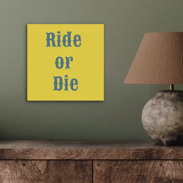 Aluminium schilderij - Ride or die - Geel - Blauw — 3