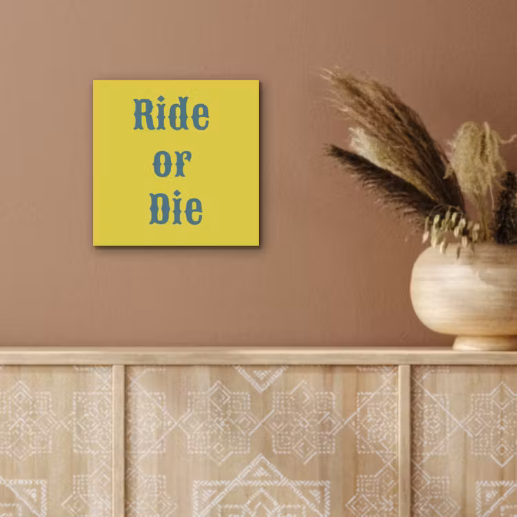 Aluminium schilderij - Ride or die - Geel - Blauw — 5