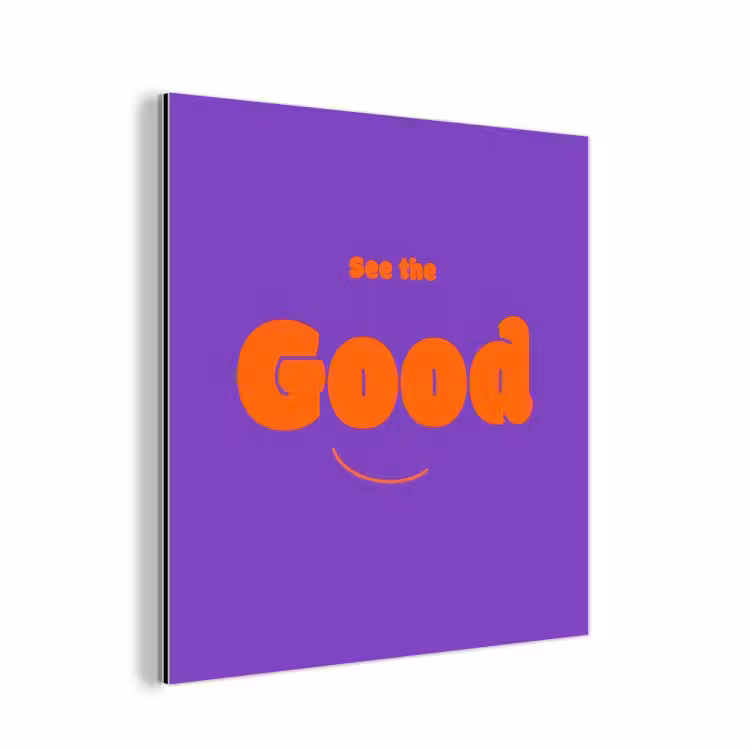 Aluminium schilderij - See the good - Oranje - Paars - Smiley — 1