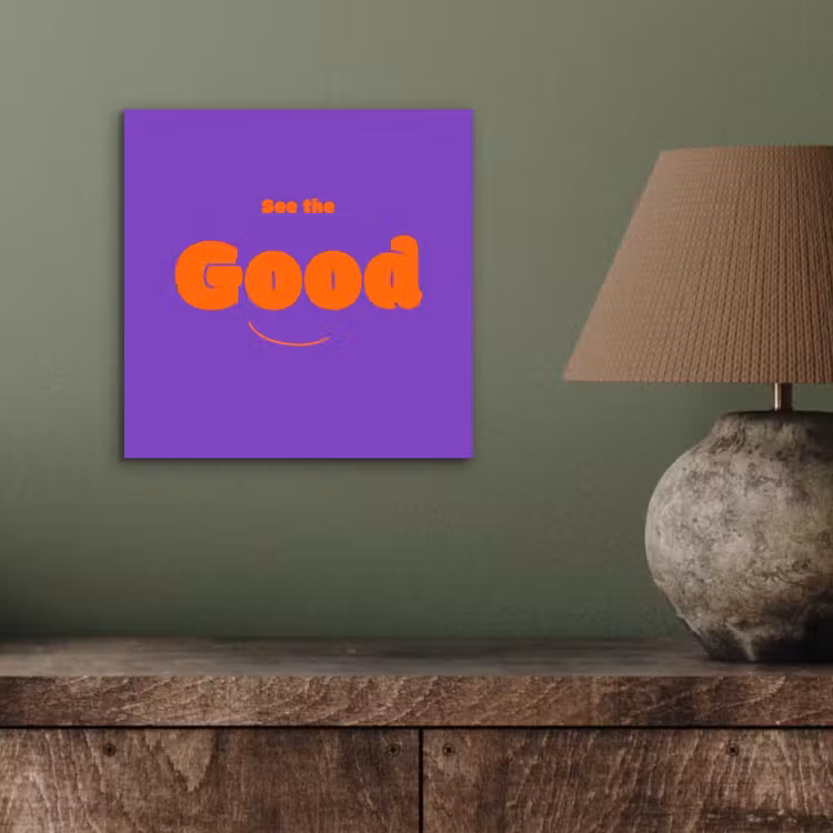 Aluminium schilderij - See the good - Oranje - Paars - Smiley — 3