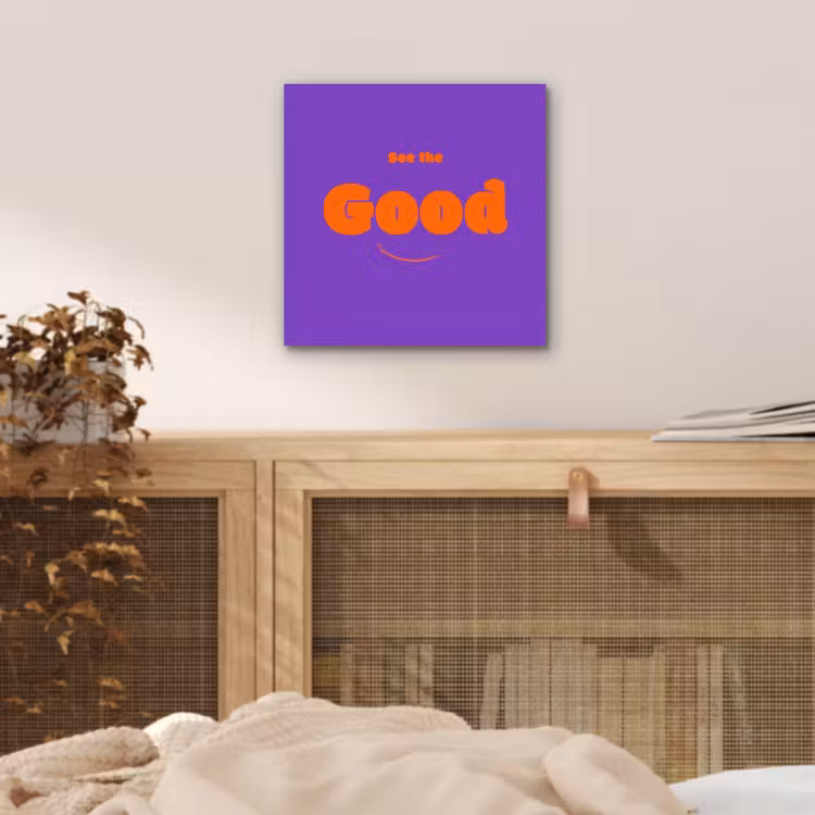 Aluminium schilderij - See the good - Oranje - Paars - Smiley — 4
