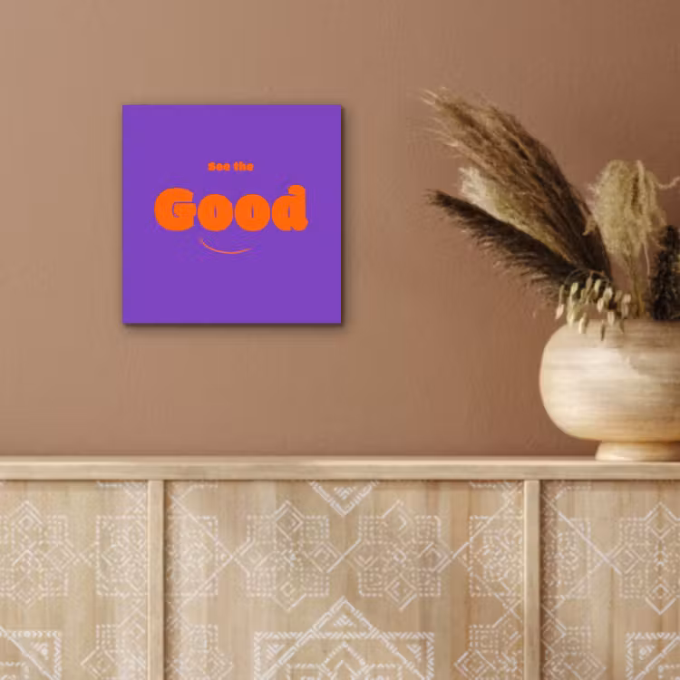 Aluminium schilderij - See the good - Oranje - Paars - Smiley — 5