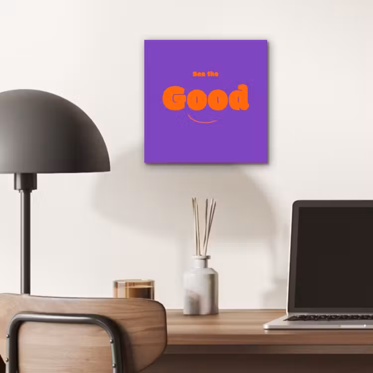 Aluminium schilderij - See the good - Oranje - Paars - Smiley — 6