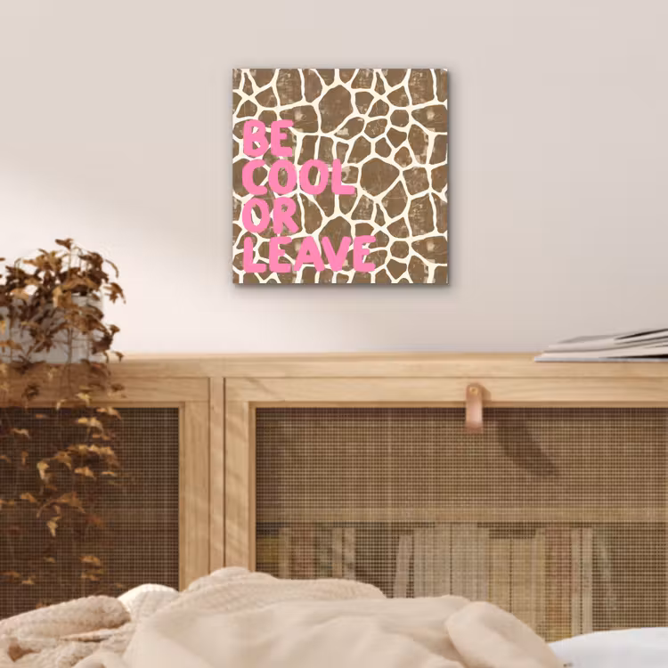 Aluminium schilderij - Tekst - Be cool or leave - Roze - Giraffenprint — 4