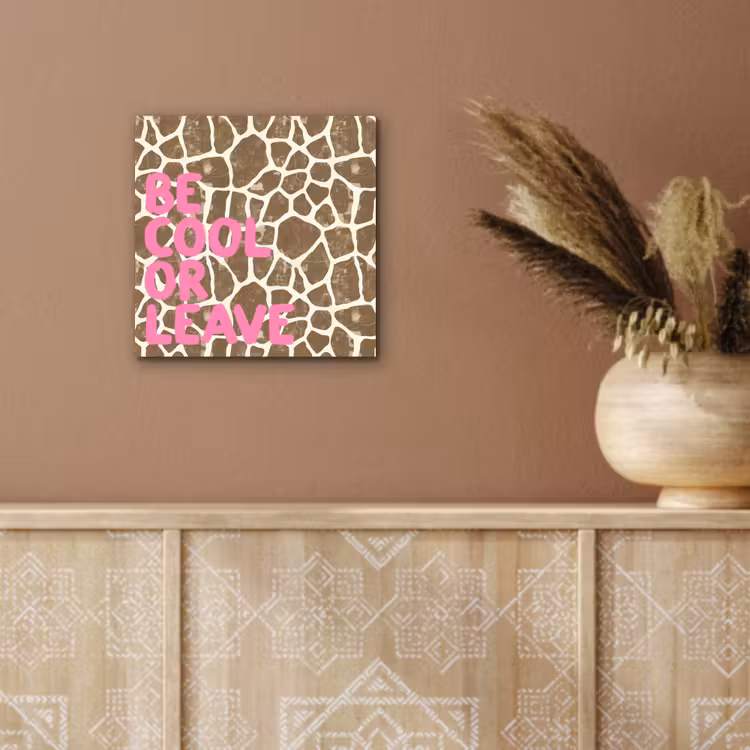 Aluminium schilderij - Tekst - Be cool or leave - Roze - Giraffenprint — 5
