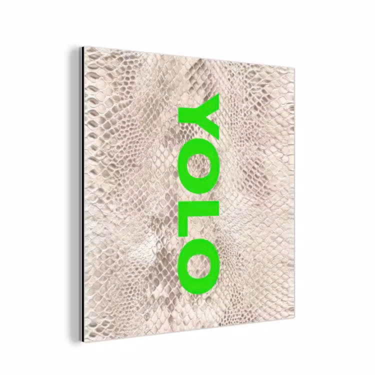 Aluminium schilderij - YOLO - Groen - Neon - Slangenprnt — 1