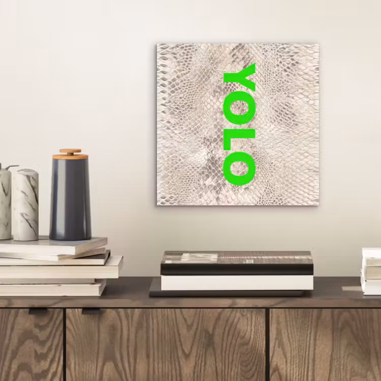 Aluminium schilderij - YOLO - Groen - Neon - Slangenprnt — 2