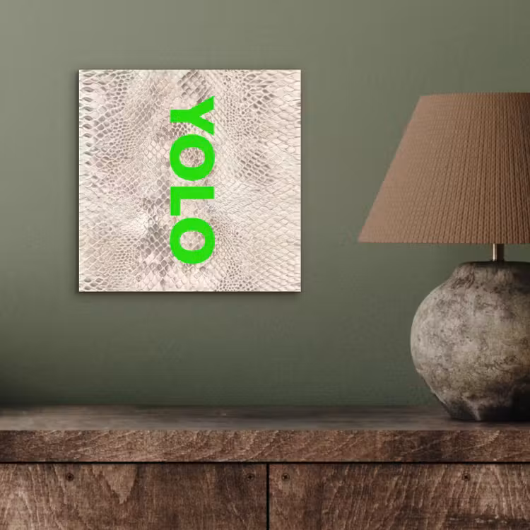 Aluminium schilderij - YOLO - Groen - Neon - Slangenprnt — 3