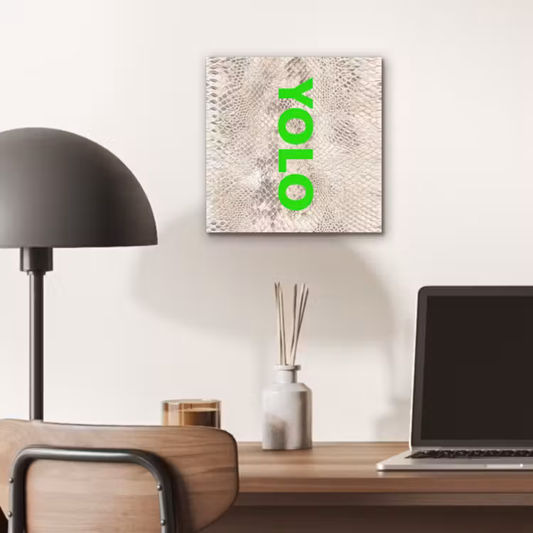 Aluminium schilderij - YOLO - Groen - Neon - Slangenprnt — 6