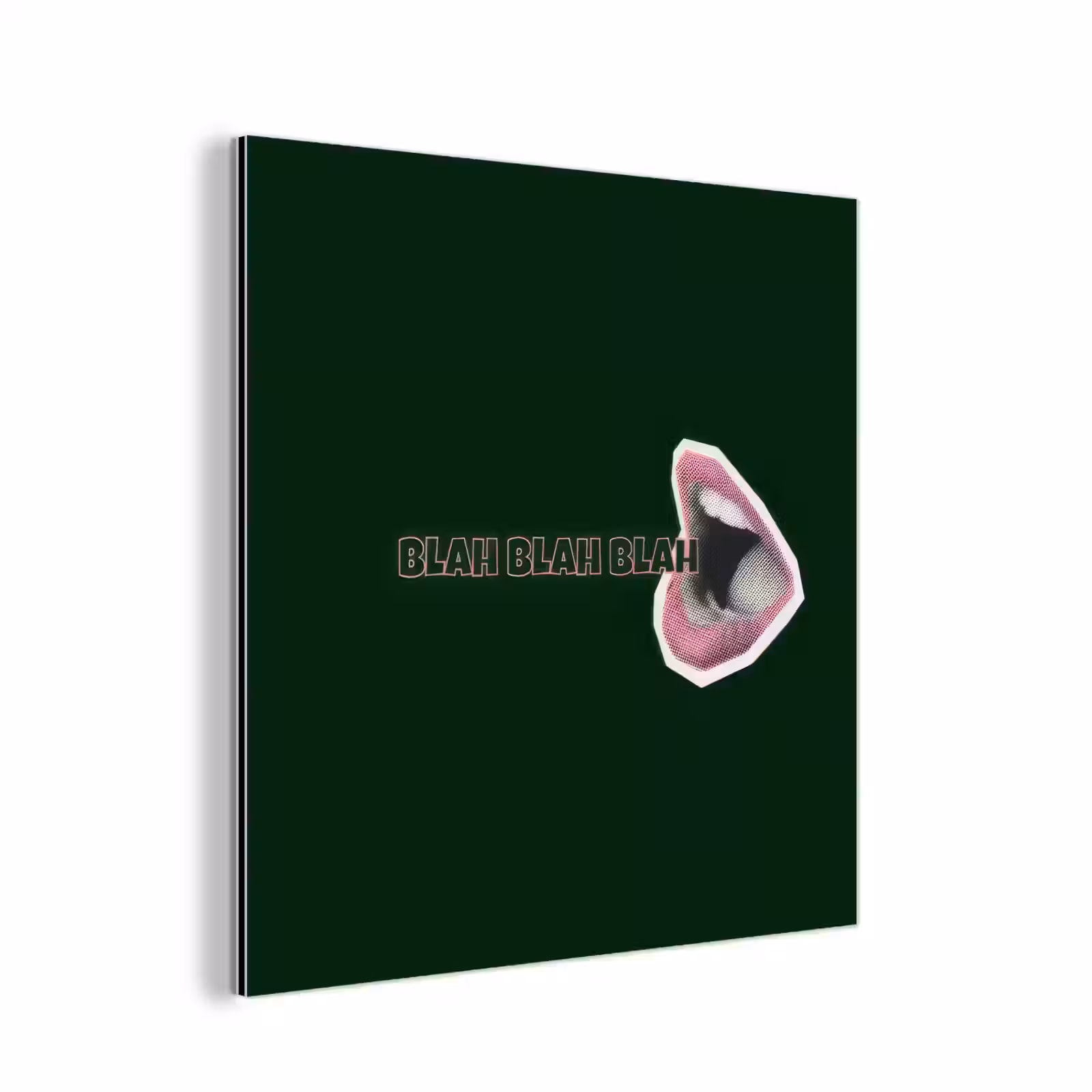 Aluminium schilderij - BLAH BLAH BLAH - Mond - Groen — 1