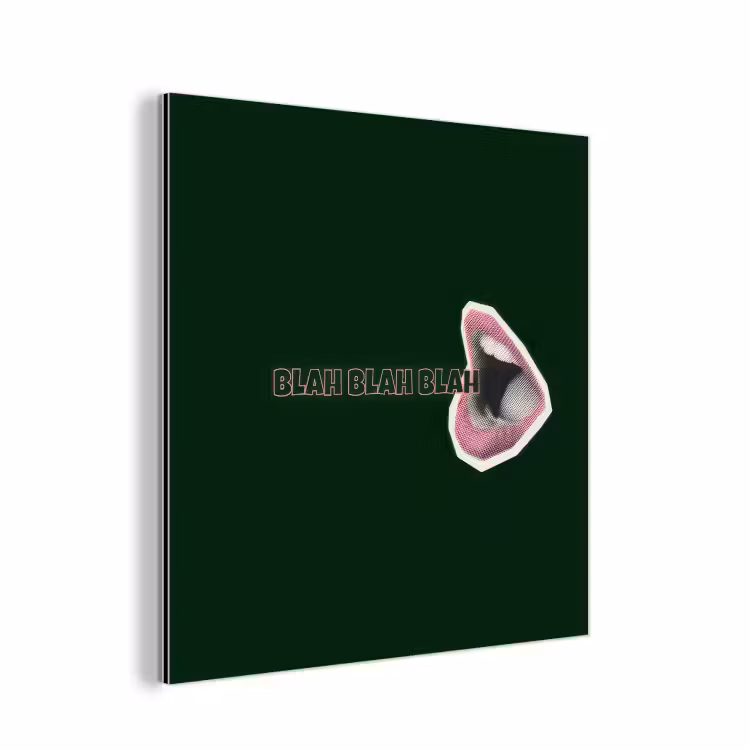 Aluminium schilderij - BLAH BLAH BLAH - Mond - Groen — 1