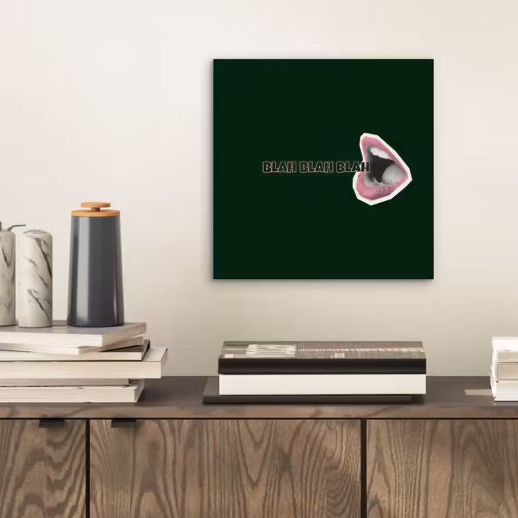 Aluminium schilderij - BLAH BLAH BLAH - Mond - Groen — 2