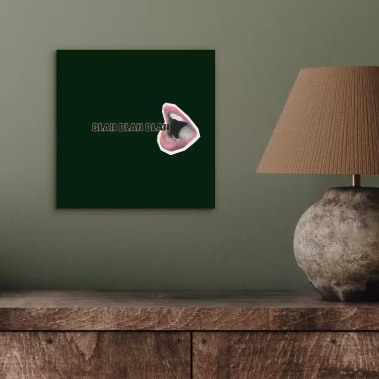Aluminium schilderij - BLAH BLAH BLAH - Mond - Groen — 3