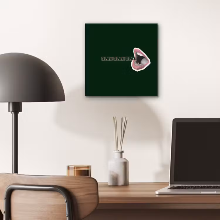 Aluminium schilderij - BLAH BLAH BLAH - Mond - Groen — 6