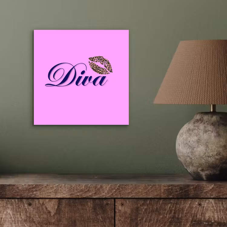 Aluminium schilderij - Diva - Lip - Panterprint - Roze — 3