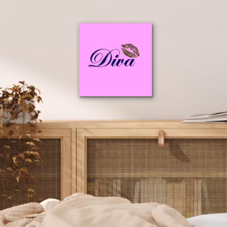 Aluminium schilderij - Diva - Lip - Panterprint - Roze — 4